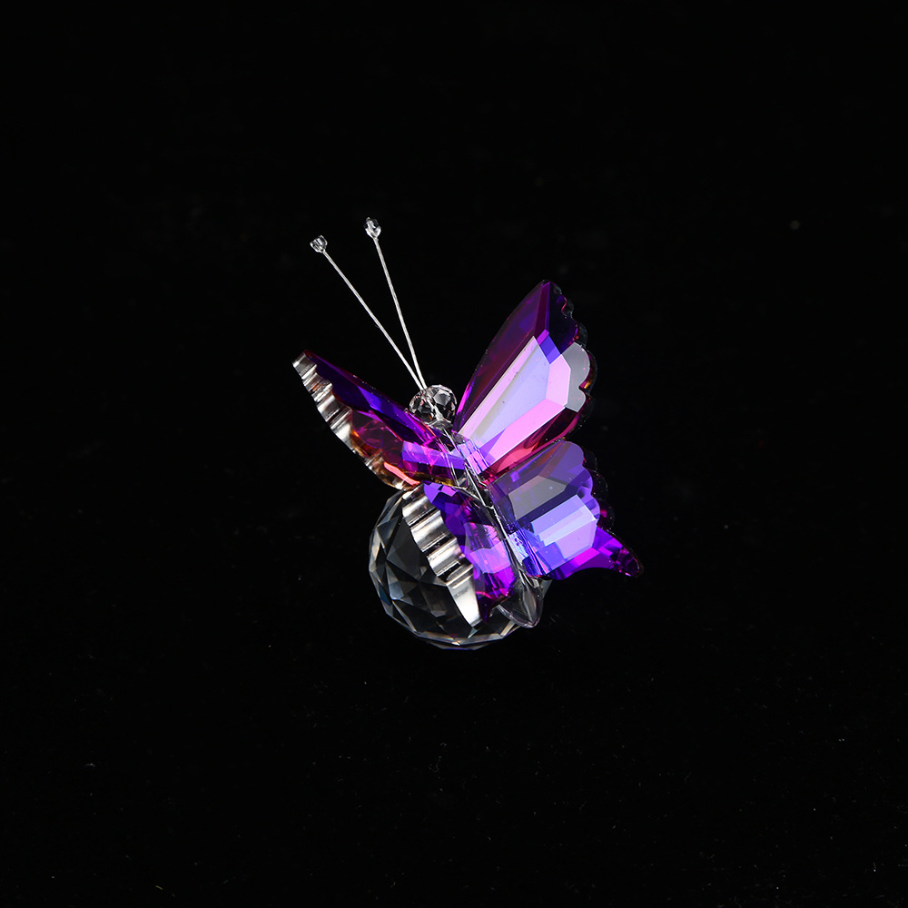 Luxury Crystal Butterfly Desktop Ornament, Iridescent Gradient Faceted Crystal Ball for Car and Home Decoration, Birthday Gift