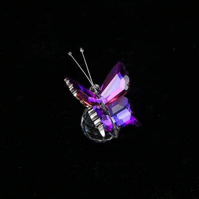 Luxury Crystal Butterfly Desktop Ornament, Car ornaments - purple-pink-gradient-crystal-butterfly-ornament