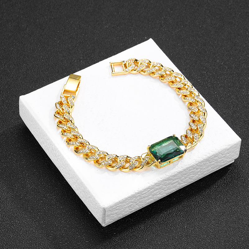 Cuban Chain Necklace Men Personalized Emerald Green Diamond Jewelry_voghion.com