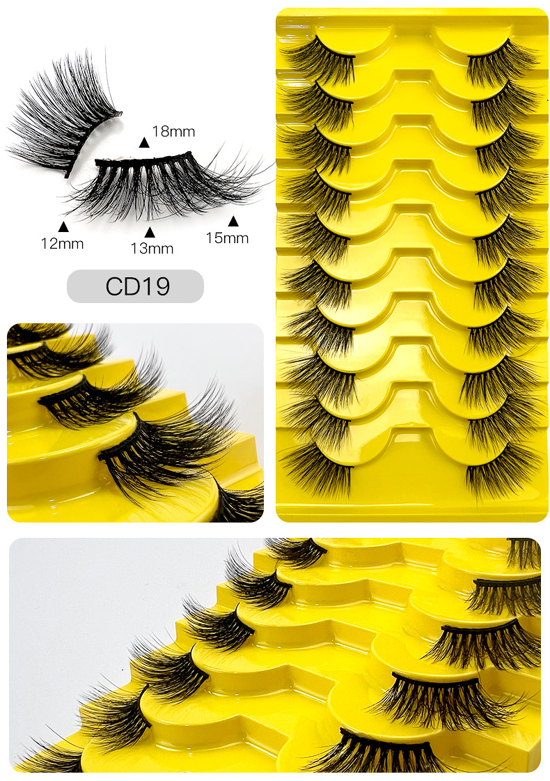 European and American cross border hot selling 10 pairs of chemical fiber half eye false eyelashes natural simulation thick curled eyelashes wholesale_voghion.com