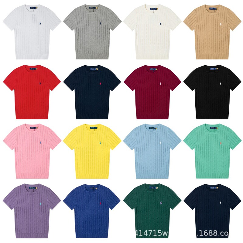 Rl Ralph Lauren Knitwear Sixteen-Color Round Neck Classic Short-Sleeve T-Shirt Knit Sweater Top Light Luxury Unisex Couple's Matching Style Rl Ralph Lauren Knitwear Sixteen-Color Round Neck Classic Short-Sleeve T-Shirt Knit Sweater Top Light Luxury Unisex Couple's Matching Style