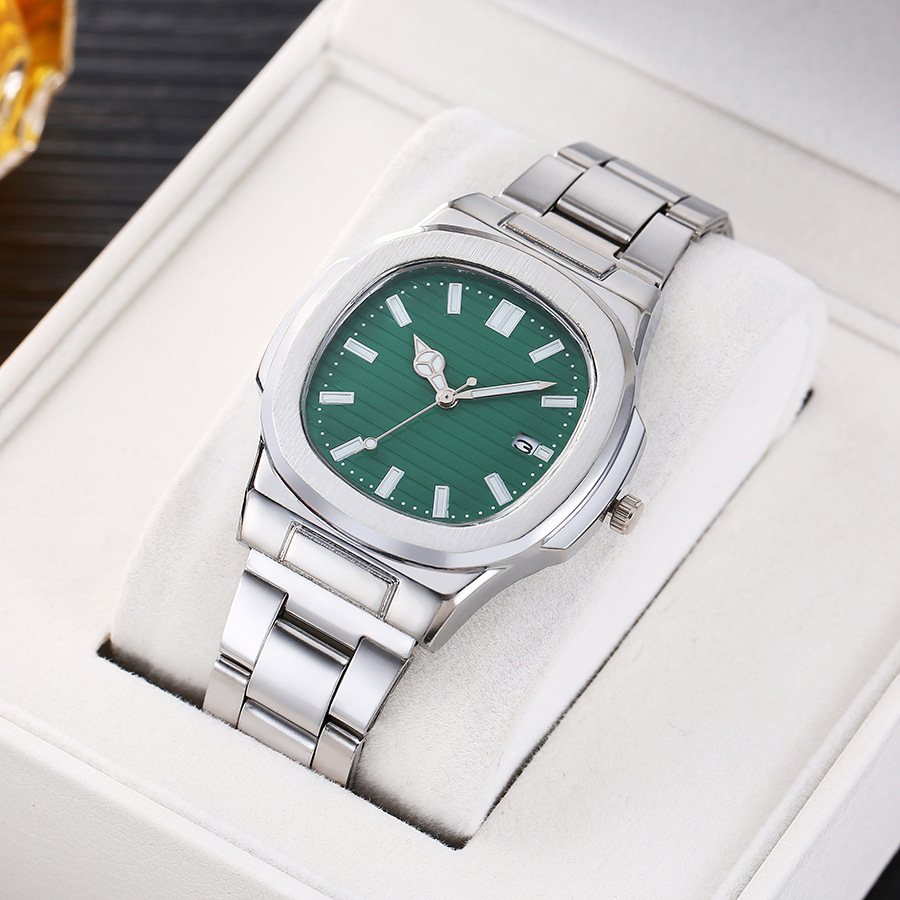 High-End Square Men's Watch with Nautilus Design, Textured Multi-Color Dial, Workplace Commuting Trend, Youth Personality Wristwatch