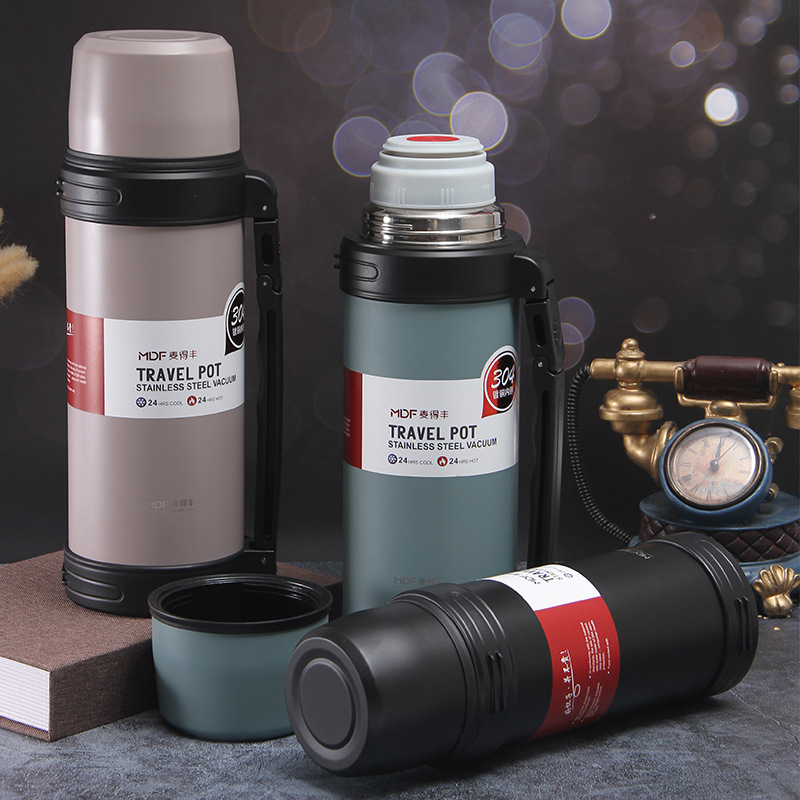 Custom outdoor sports back stainless steel vacuum large capacity thermos cup fashion car thermos pot wholesale kettle
