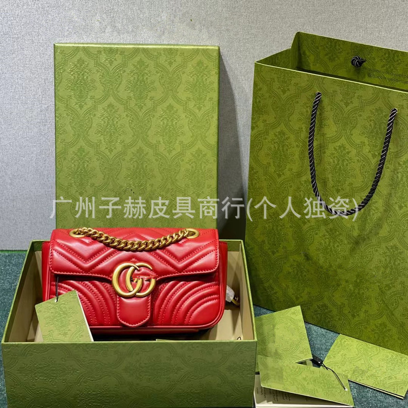 高版原工場の皮馬蒙包ミニシングル肩斜めチェーンバッグトランペット愛包真皮酒神鞍女包|undefined