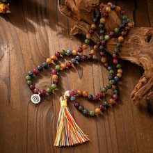 欧美跨境热卖天然石串珠长款项链毛衣链饰品搭配手串复古串珠项饰