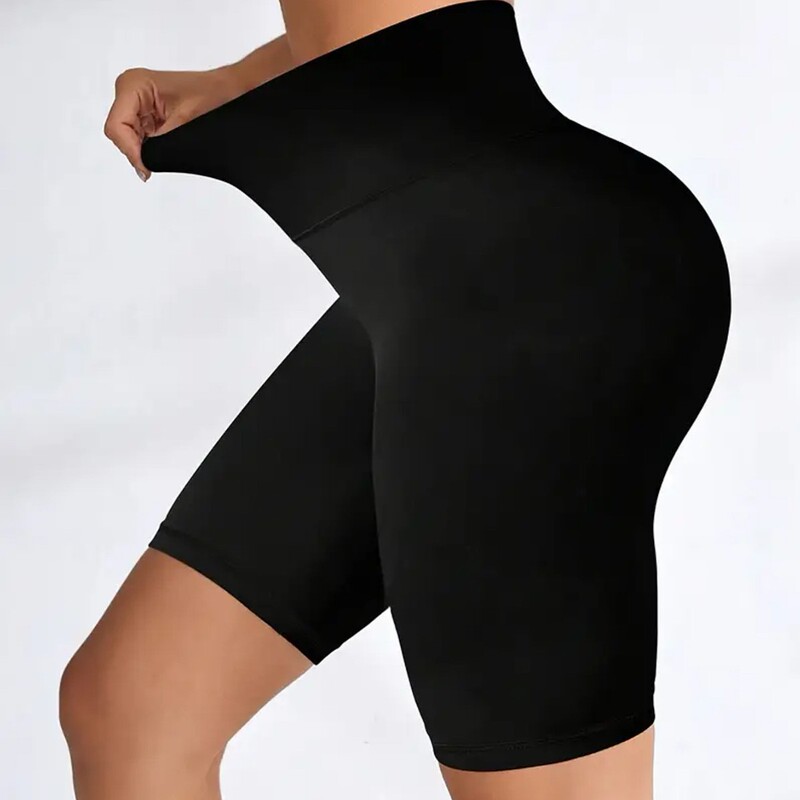 Cross-Border Seamless Ribbed High-Waist Yoga Shorts High-Elasticity Butt-Lifting Tummy Control Sports Breathable Three-Point Leggings