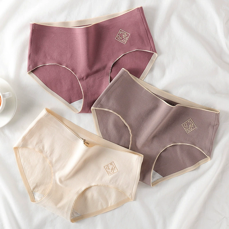 Хлопковые бесшовные трусы, женские мягкие дышащие трусы со средней талией, цельные хлопковые трусы, женские головы