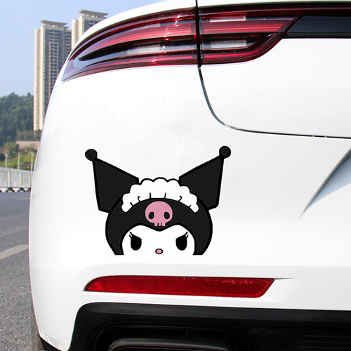 Cute Cartoon Kuromi Melody Personalized Car Window Glass Body Sticker Laptop Air Conditioner Decorative Sticker