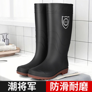 Rain Boots Rain Boots Winter Extra Large Men's and Women's Fashionable High Barrel Warm Kitchen Waterproof fleece-lined Anti-Slip Rubber Shoes Water Shoes