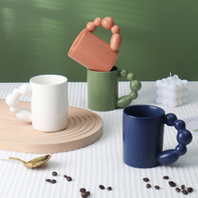 批发北欧创意葫芦手柄色釉陶瓷马克杯办公室咖啡杯水杯礼品杯logo