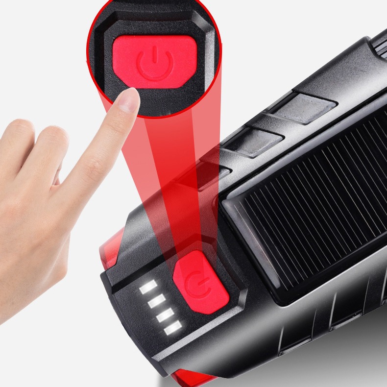 Luz solar de la bicicleta carga faro T6 mecha cuerno luz nueva transfronteriza T6 Faro de carga USB