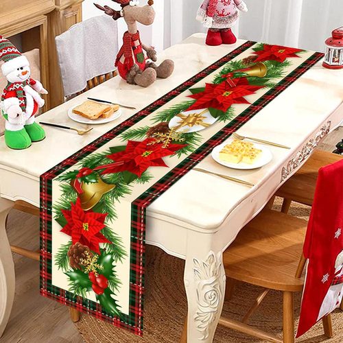 Christmas Grand Flower Bell Series Table Flag Restaurant Atmosphere Party Table Decoration Christmas Table Flag Decoration Indoor Tablecloth