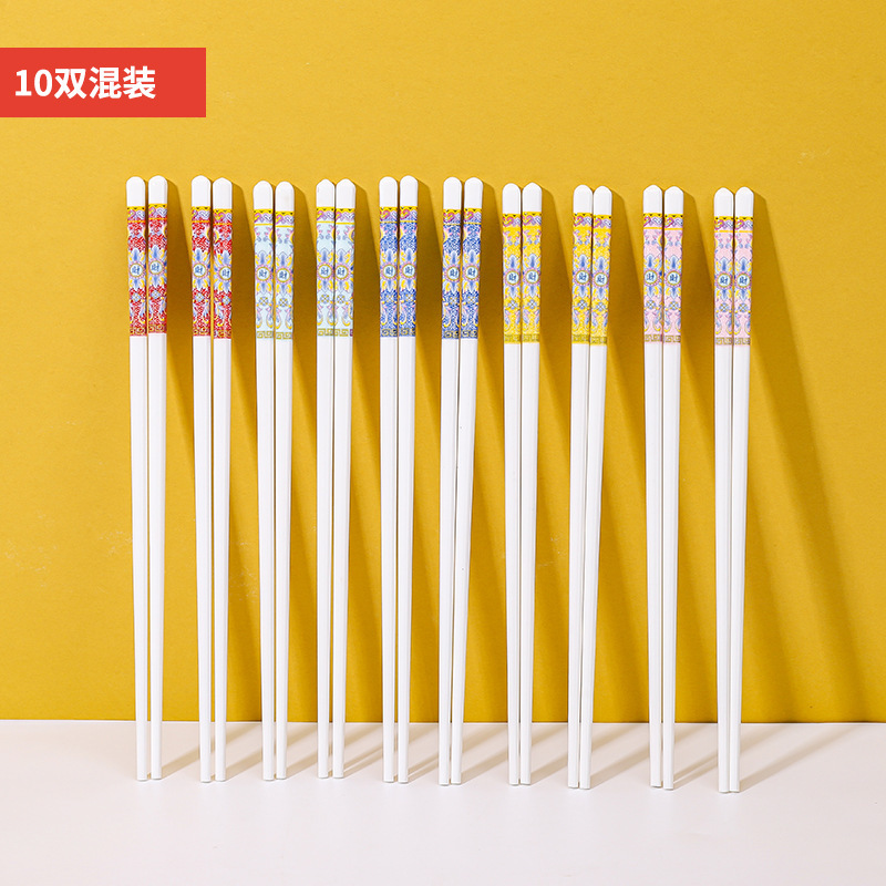 Qianlijiangshan 家庭用高級セラミック箸、抗菌、防カビ、滑り止め、食品グレード、高温耐性、金彩セラミック箸|undefined