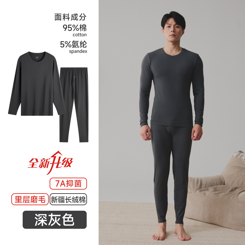 秋の服の秋のズボンの純綿の男女の丸首のスーツのカップルの薄いタイプの抗菌の大きいサイズの純綿の保温の下着の冬の卸売り|undefined