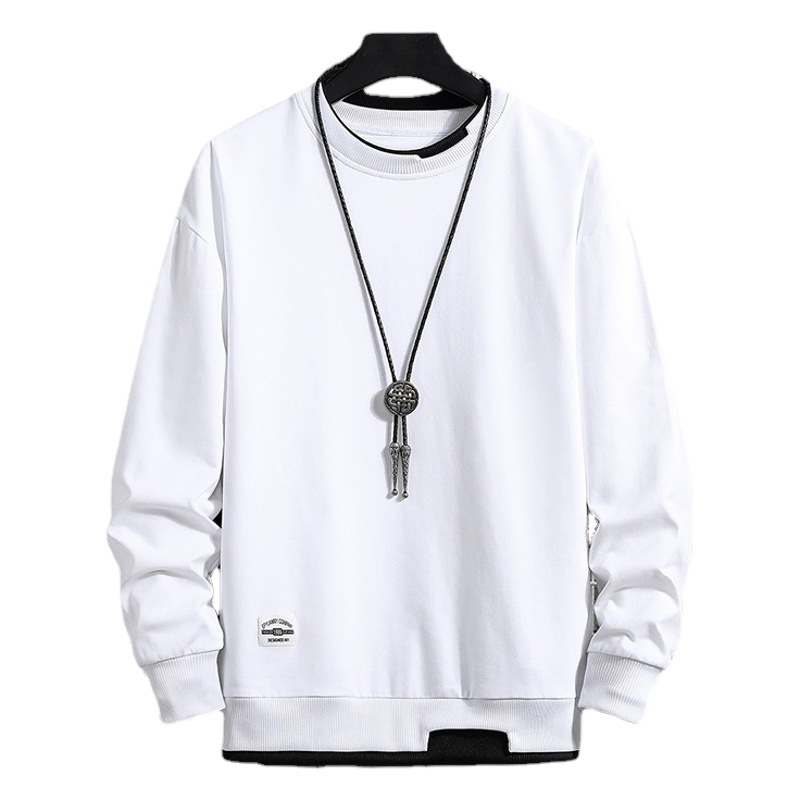 Marca de moda para hombre falso suéter de dos piezas para hombre 2024 primavera y otoño camisa de fondo superior casual de manga larga con cuello redondo Camiseta