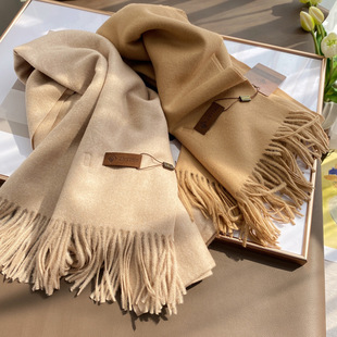 High-Quality Imitation Cashmere Versatile Pure Color Thick Tassel Scarf 2024 New Women's Autumn and Winter Korean Style Shawl Winter Jikai