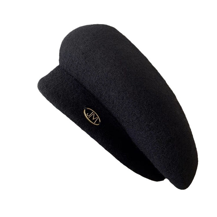 White Raspberry Pink Australian Wool Beret Autumn/winter Korean Big Head Surrounding Face Small Temperament Painter Hat Girl_voghion.com