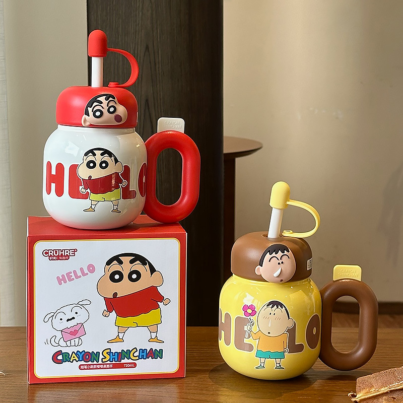 Lápiz pequeño nuevo taza de calor encantador dibujos animados de escritorio de oficina gran vientre taza de paja taza de marca 2025 nueva taza