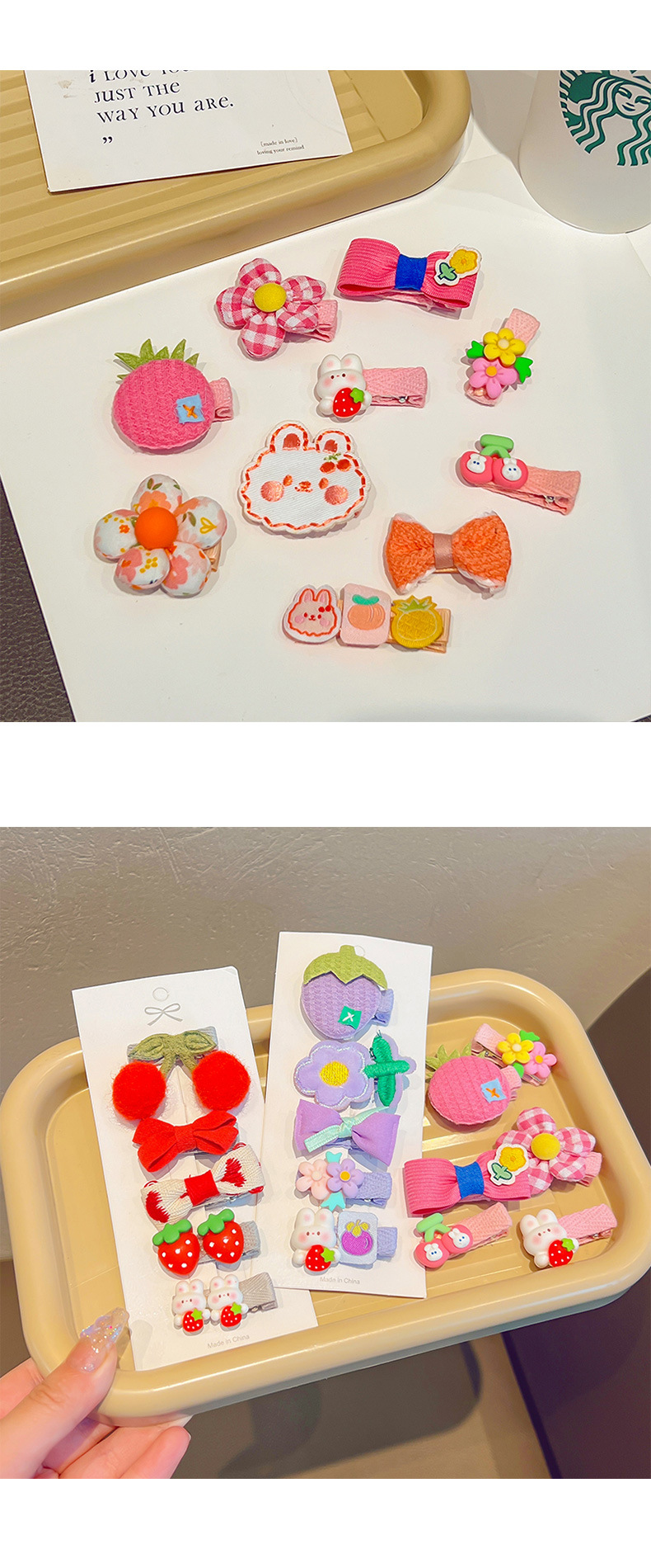 Kid'S Gender Flowers Design Cute Style Cute Kid'S Fruit Bow Knot Arylic Flowers Hair Clip