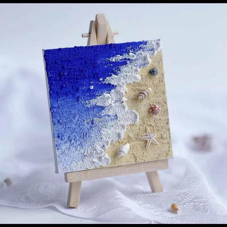 ビーチシェルテクスチャ絵画 diy 材料パッケージ手作り石英砂アクリルペイントチームビルディング活動装飾絵画立体|undefined