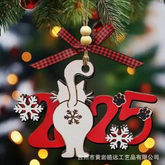 圣诞节装饰品木质小挂件猫咪圣诞树装饰挂饰场景布置复古道具挂件