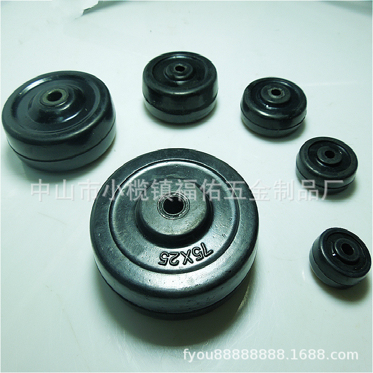 厂家直供1/1.25/1.5/2/2.5/3寸手推车脚轮家具万向轮子橡胶单轮片