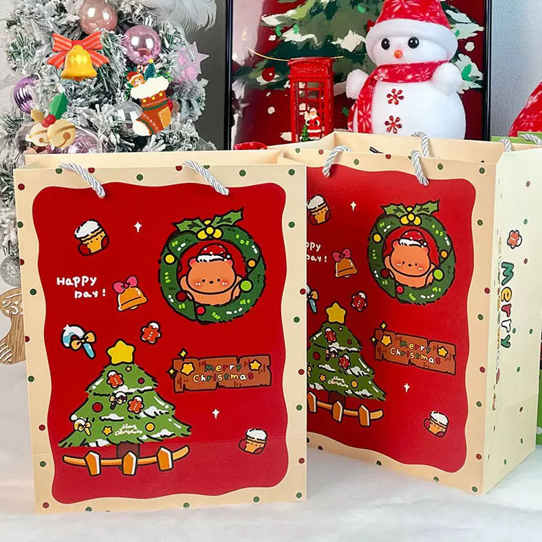 圣诞节礼品袋平安夜礼物手提袋糖果礼袋装苹果包装创意高颜值可爱