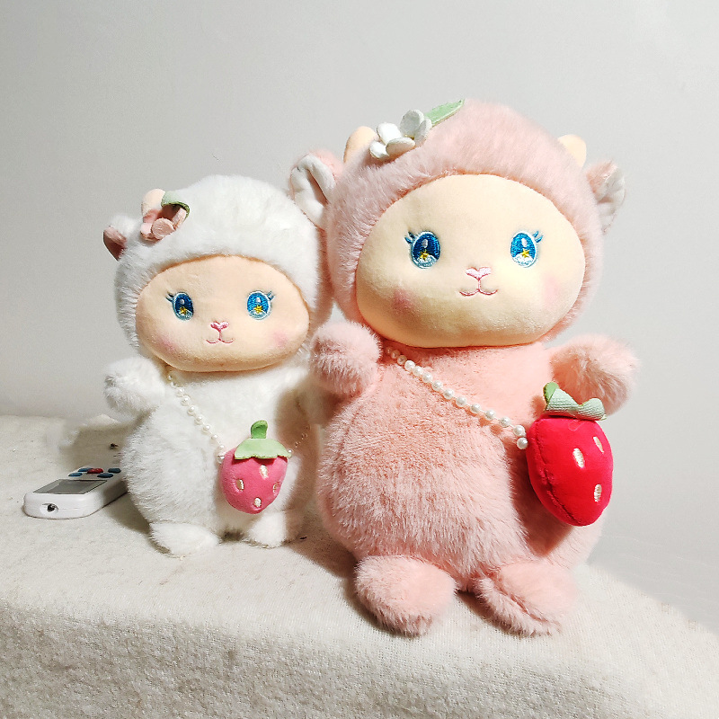 Linda muñeca de cordero fresa oveja dudu juguete de peluche para dormir para niños almohada regalo de cumpleaños para niñas al por mayor