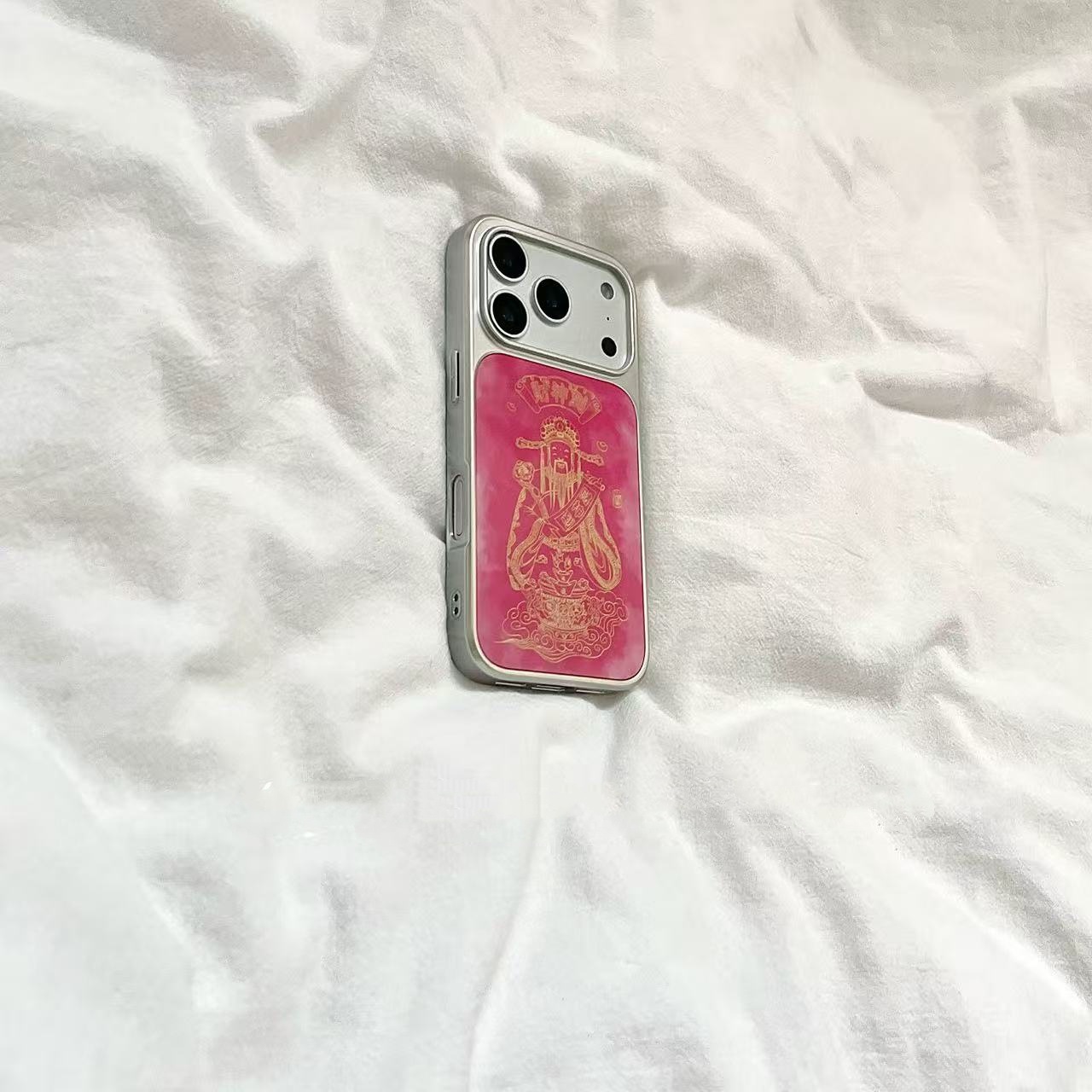 China rosa rosa rosa oro dios de la fortuna para el iPhone 17 promamax Apple 16 caso de teléfono 15 nuevo 14 mujeres