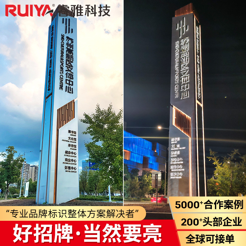 大型精神堡垒导向牌标识标牌不锈钢广告牌停车场指示牌导视牌商场