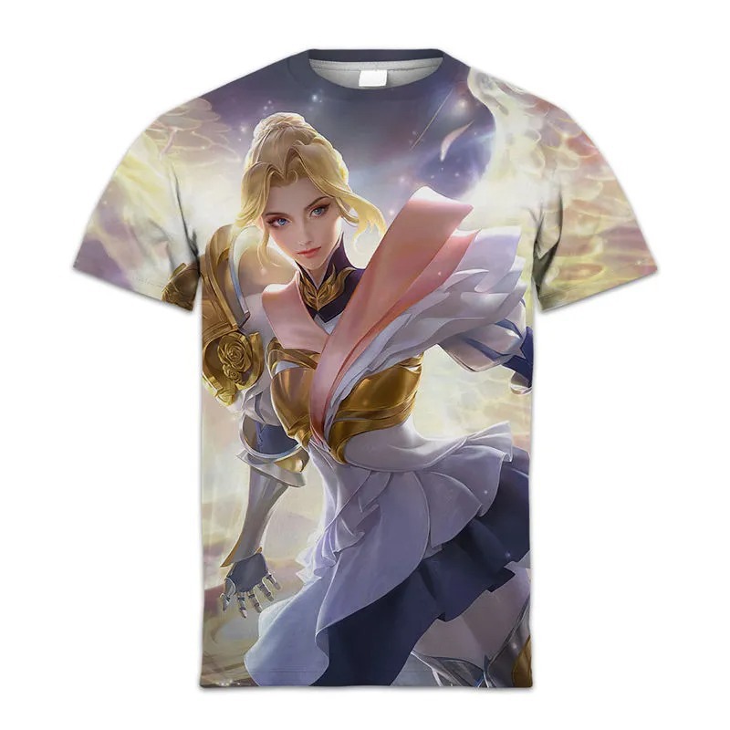 Camiseta de manga corta con estampado digital bidimensional de verano 3d verano para adolescentes y niños juego de gloria para hombres