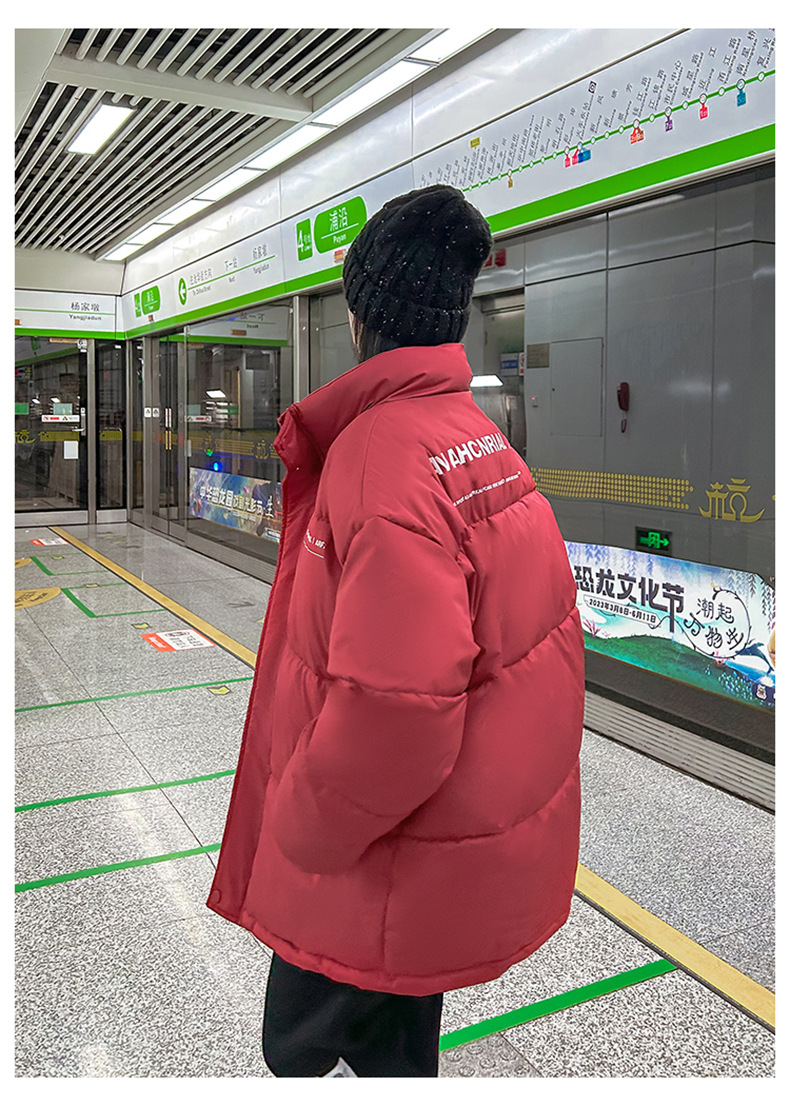 Women's Down Coat Mid Length Standing Collar Thickened Bread Style_voghion.com