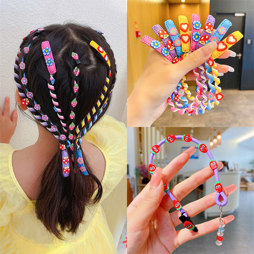 Children's braids, dirty braids, curling irons, little girls' colorful braided hair ropes, girls' hair accessories, headbands
