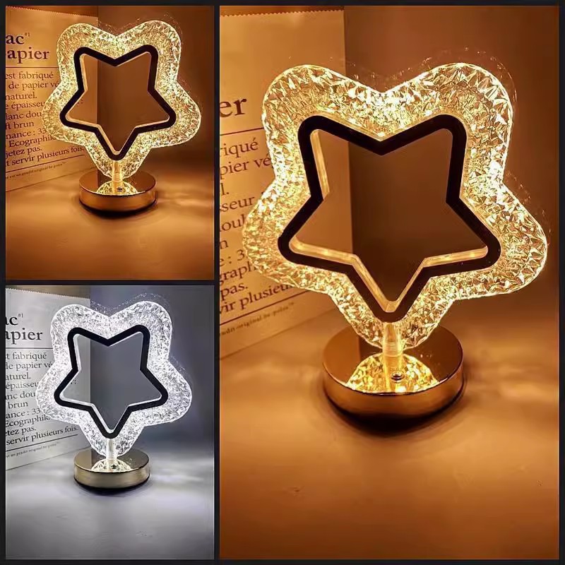 Lámpara nocturna creativa con forma de luna y estrella, famosa en internet, lámpara de camping, luz ambiental para dormitorio, regalo de cumpleaños, lámpara de mesa pequeña, regulable.