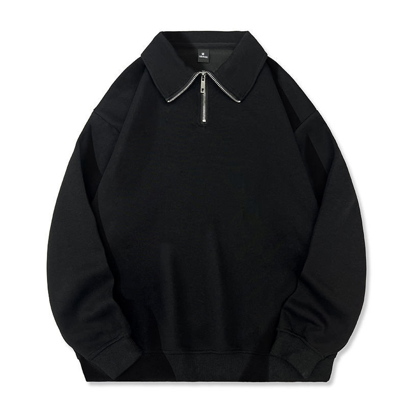 跨境卫衣定制休闲POLO领拉链卫衣秋冬加绒工作服印字logo宽松工服|undefined
