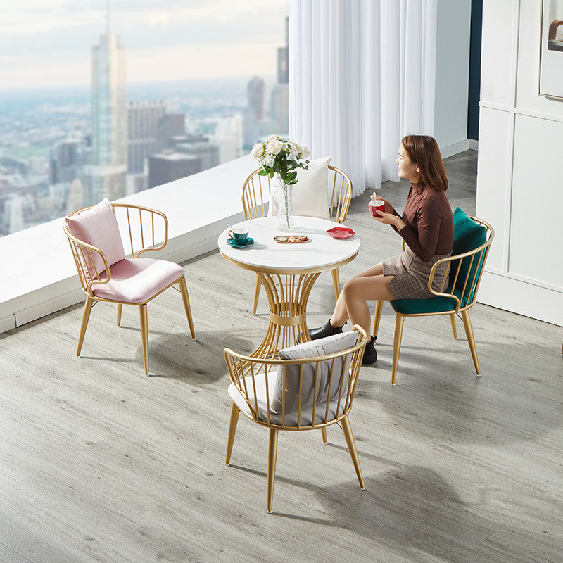 Nordic Rock Board Dining Table Home Living Room Bar Balcony Reception Negotiation Round Table and Chair Combination Coffee Table Small Apartment