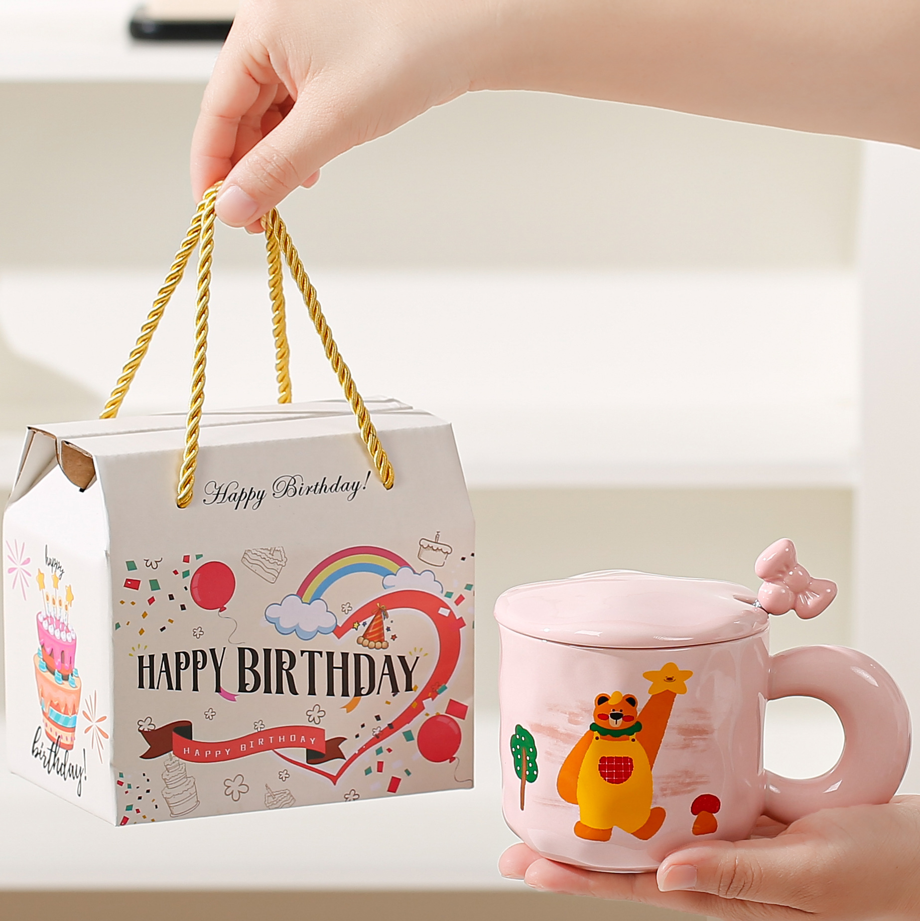 Tazas de logotipo personalizado de dibujos animados tazas de cerámica patrón encantador regalo de regalo de apertura regalo de regalo