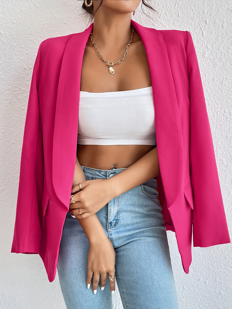 Femmes Manteau Manche Longue Blazers Poche Entreprise Couleur Unie display picture 2