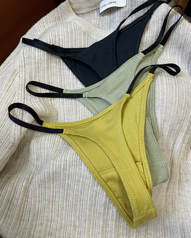 42g Weight Low Waist Panties Waist Thong Panties Style Panties Lingerie Type Cotton Fabric Type 3 PCS/Package Quantity Solid Color Pattern Autumn Season Women's Gender Casual, Lady, Streetwear Style Solid Color Low Waist Thong Panties 2