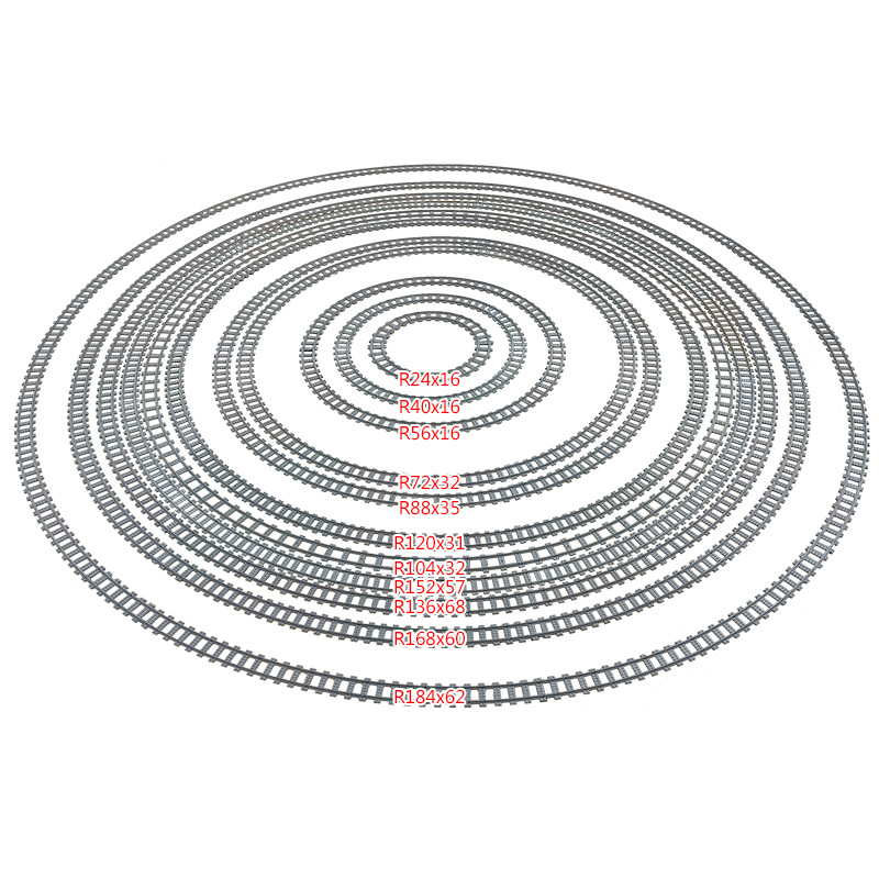 Bloques de construcción de tren de la ciudad Tren de la vía recta carril curvo carril Tenedor carril suave piezas de montaje Juguetes