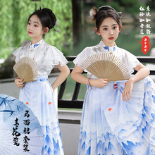 61儿童表演服国学女童汉服马面裙套装夏款明制国风原创新中式唐装