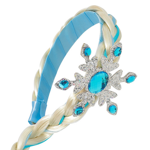 Frozen Elsa Princess Children's Hairband Headband Crown Baby Girl Wig Long Braid Headband Rhinestone Manufacturer