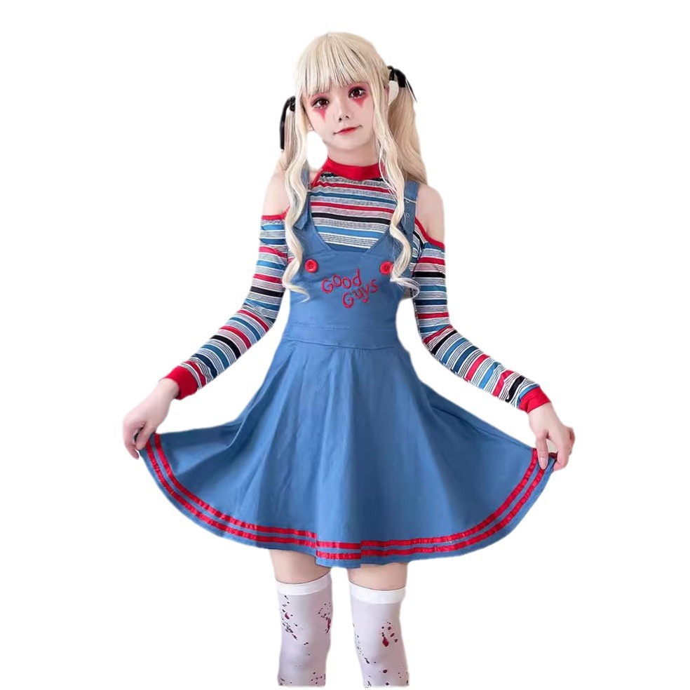 Transfronterizos Halloween Revival Doll Cosplay Show Disfraces Carnaval Fantasmas Horror Clown Doll Dress