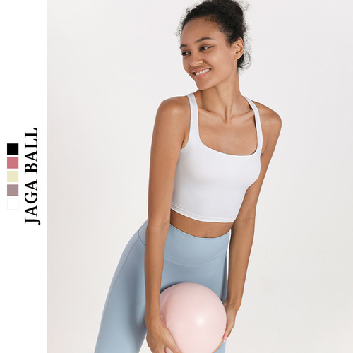 European and American sports bra for women, shockproof back, outdoor running fitness bra, sexy yoga vest, removable chest pad