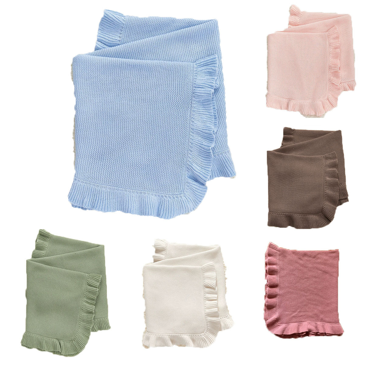 Temu Xiyin Amazon Baby Pure Cotton Ruffled Knitted Blanket Newborn Blanket Cross-Border Aliexpress