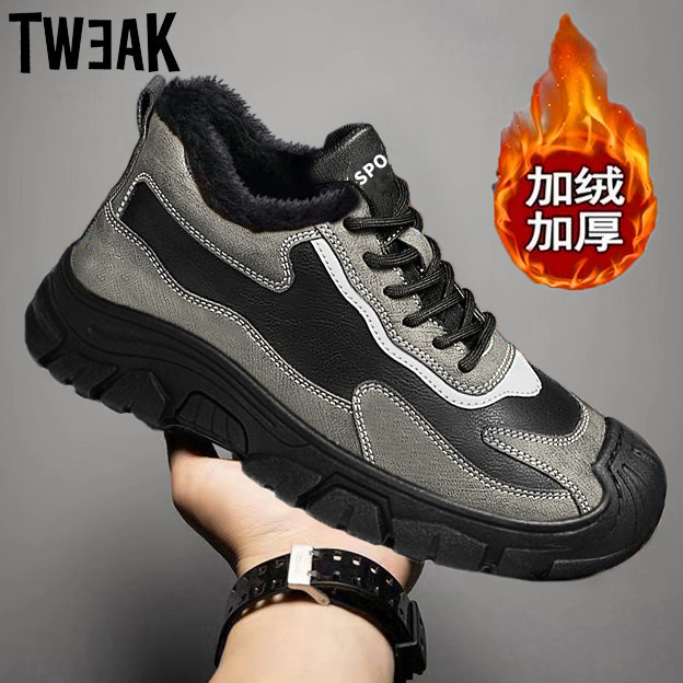 Zapatos de hombre de tendencia transfronteriza otoño e invierno nuevo trabajo en el sitio de construcción zapatos de seguro laboral pu zapatos casuales zapatos de algodón resistentes al desgaste diario al aire libre