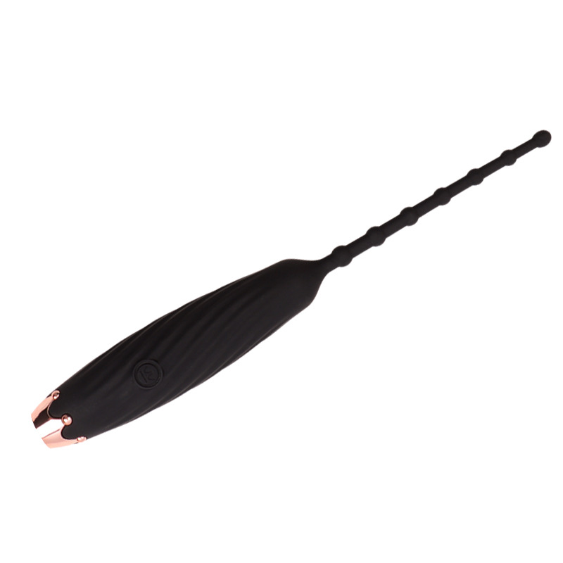 Vibrating Silicone Urethral Sound Stick with Button Control, Black — detail image 6