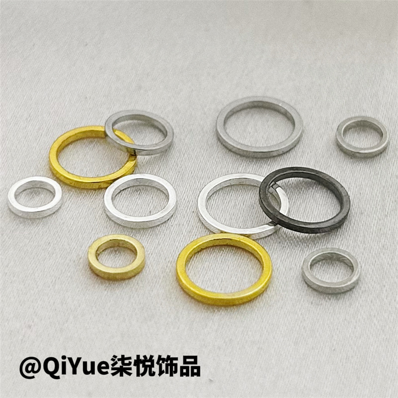 Closed Circle Copper Electroplated Gold and Silver DIY Hand Rope String Necklace Clothing Accessories Accessories Large Hole Flat Loose Bead Ring