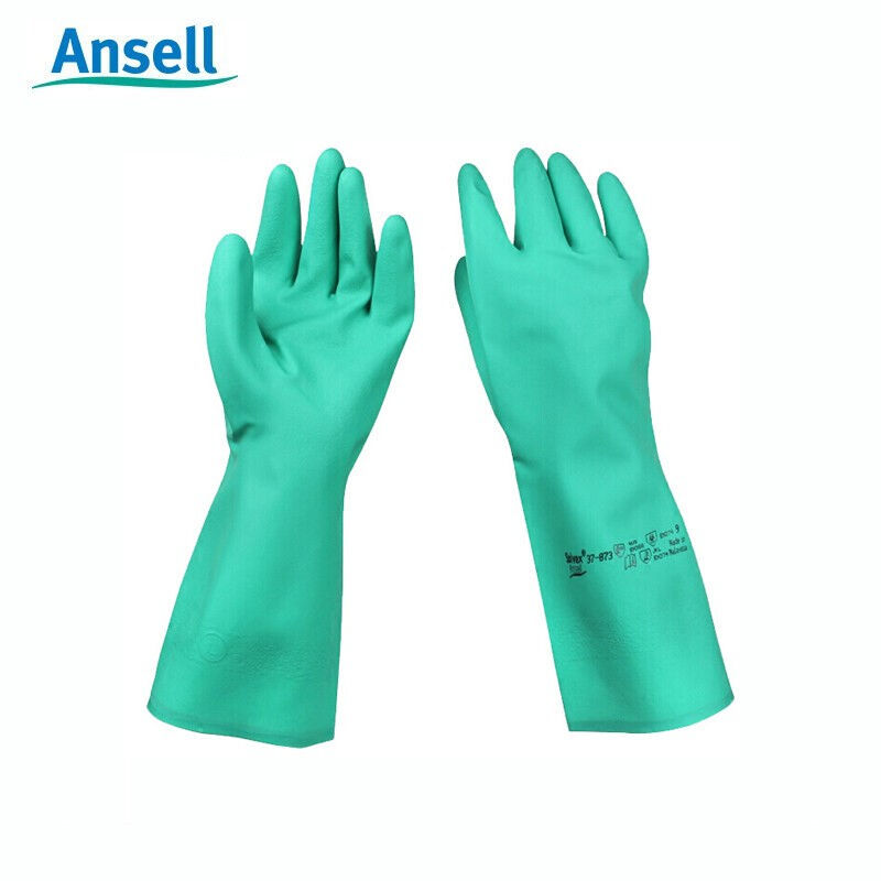 Ansell安思尔37-873丁腈橡胶防化手套防油污耐酸碱实验室劳保手套