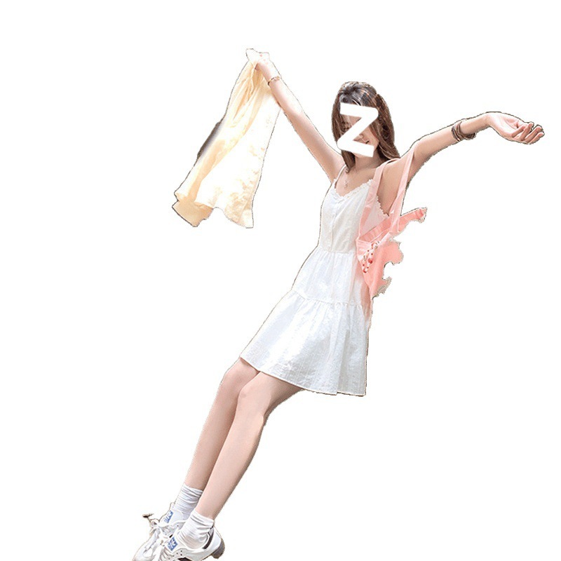 2025夏季新款甜美清新白色吊带连衣裙少女感小个子显瘦A裙批发|undefined